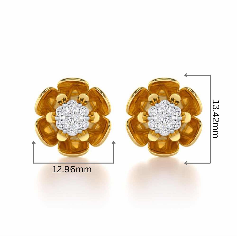 Opulent Bloom Silver Earrings - Yellow Gold - Image 2