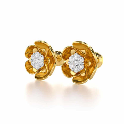 Opulent Bloom Silver Earrings - Yellow Gold - Image 3