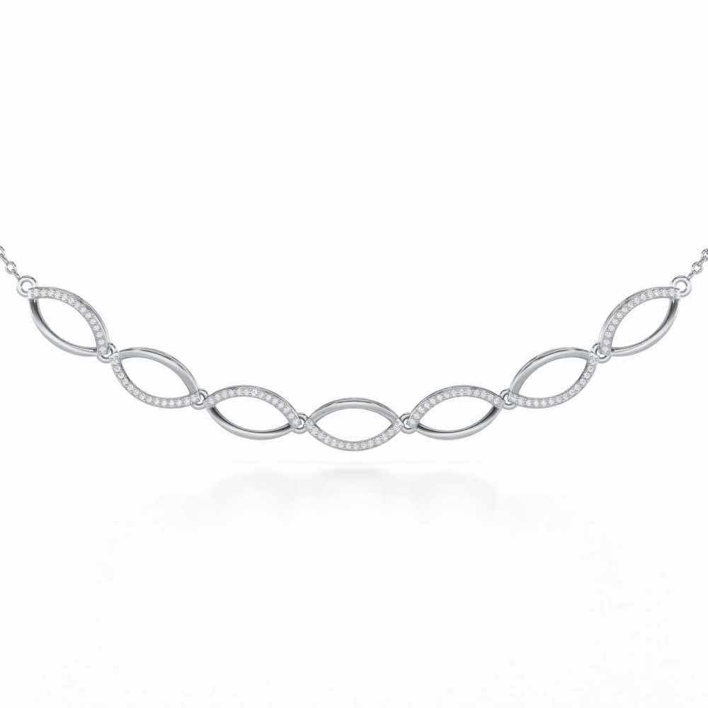 Opulent Charm Silver Necklace - White Gold - Image 1