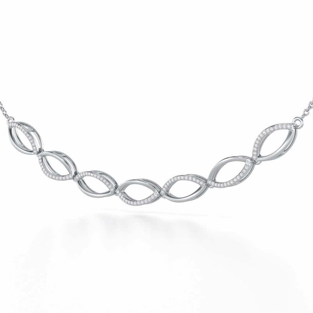 Opulent Charm Silver Necklace - White Gold - Image 3