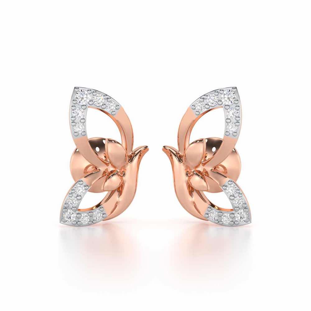 Opulent Flight Silver Stud Earrings - Rose Gold - Image 1