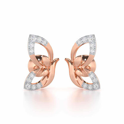 Opulent Flight Silver Stud Earrings - Rose Gold - Image 1