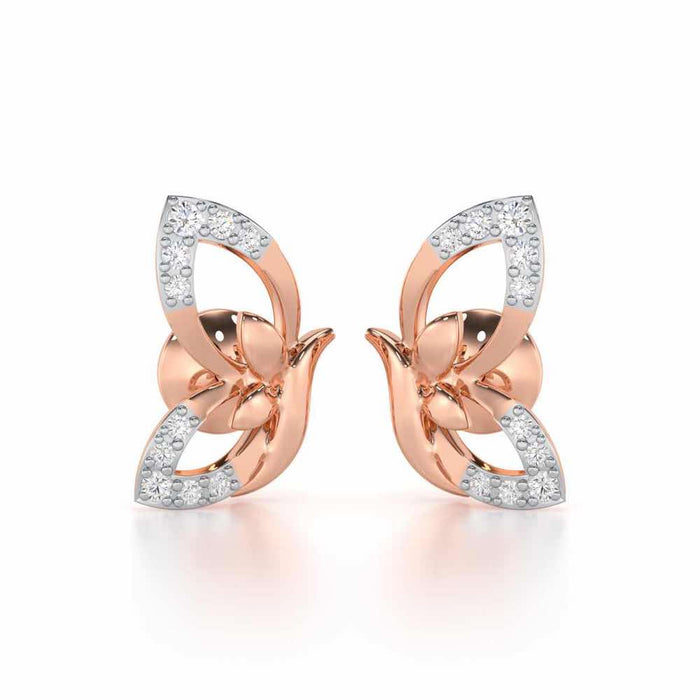 Opulent Flight Silver Stud Earrings - Rose Gold - Image 1