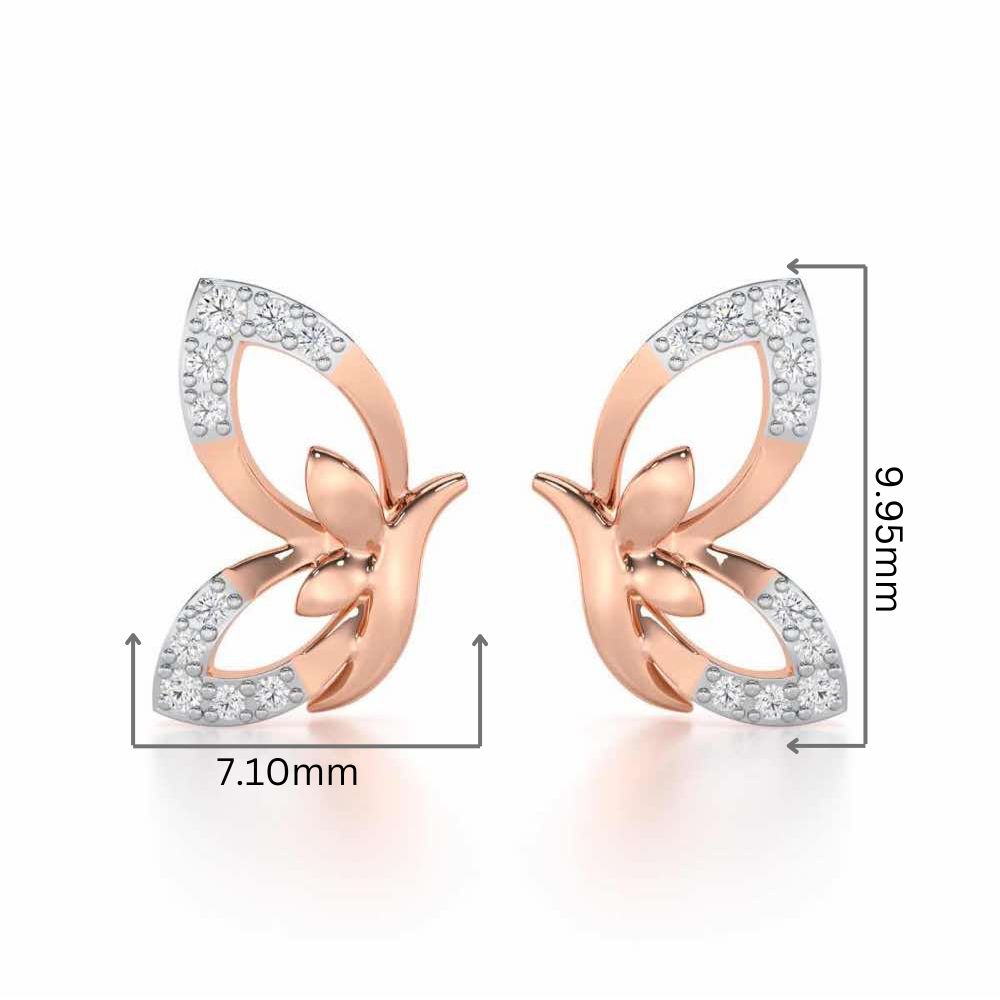 Opulent Flight Silver Stud Earrings - Rose Gold - Image 2