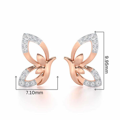Opulent Flight Silver Stud Earrings - Rose Gold - Image 2