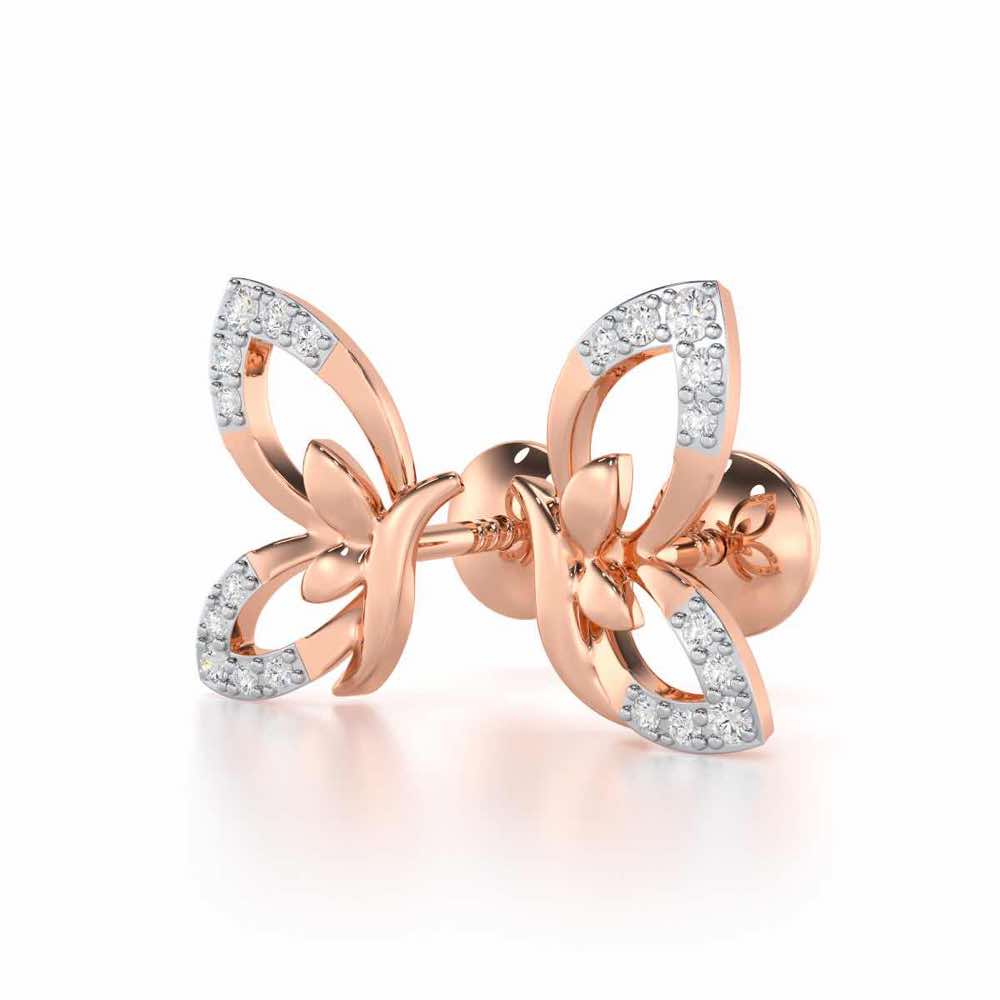 Opulent Flight Silver Stud Earrings - Rose Gold - Image 3