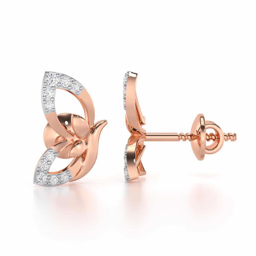 Opulent Flight Silver Stud Earrings - Rose Gold - Image 4