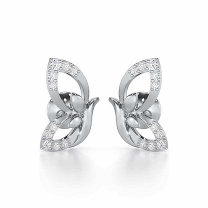 Opulent Flight Silver Stud Earrings - White Gold - Image 1