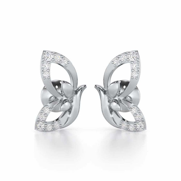 Opulent Flight Silver Stud Earrings - White Gold - Image 1