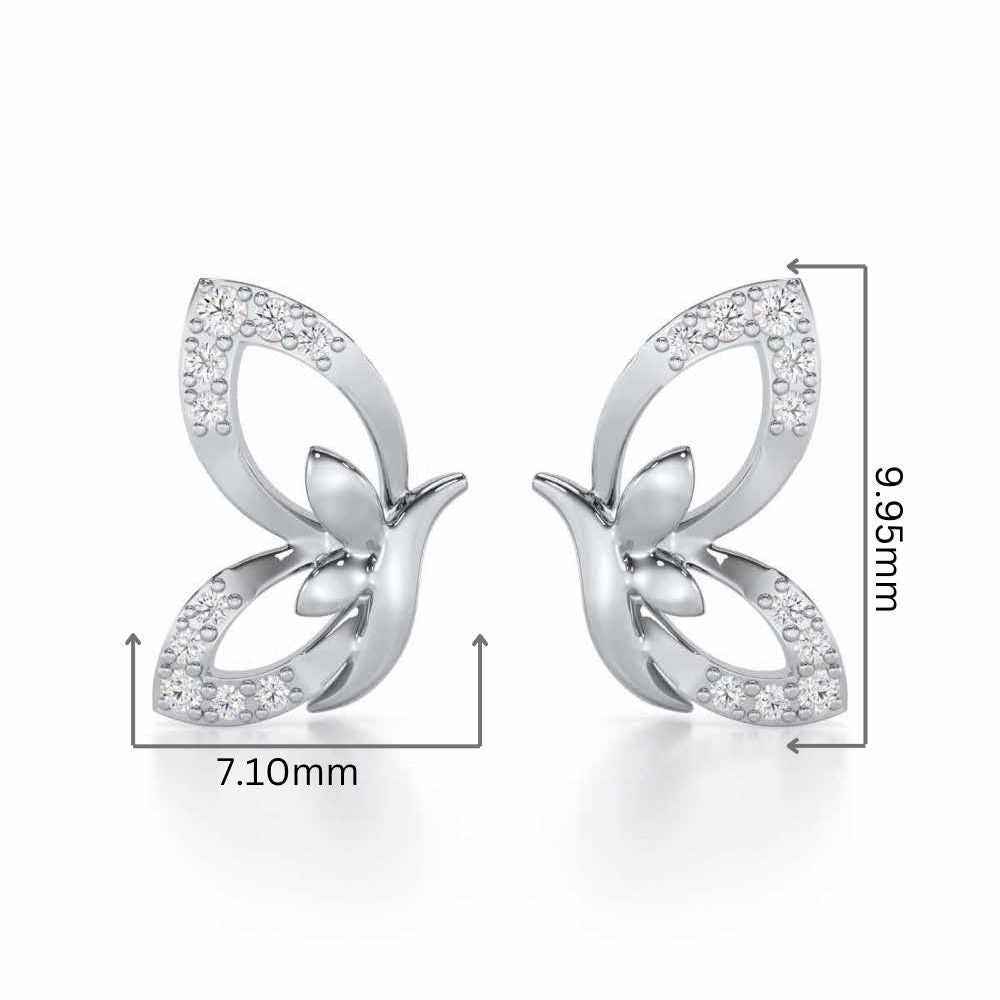 Opulent Flight Silver Stud Earrings - White Gold - Image 2