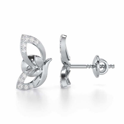 Opulent Flight Silver Stud Earrings - White Gold - Image 4