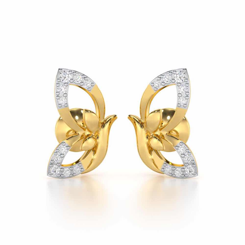 Opulent Flight Silver Stud Earrings - Yellow Gold - Image 1