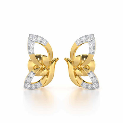 Opulent Flight Silver Stud Earrings - Yellow Gold - Image 1