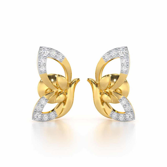 Opulent Flight Silver Stud Earrings - Yellow Gold - Image 1