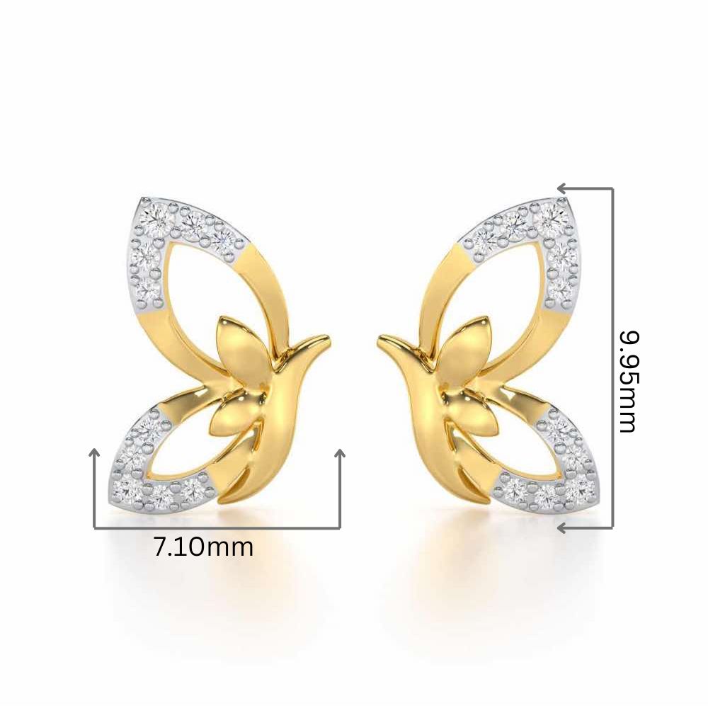 Opulent Flight Silver Stud Earrings - Yellow Gold - Image 2