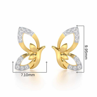 Opulent Flight Silver Stud Earrings - Yellow Gold - Image 2