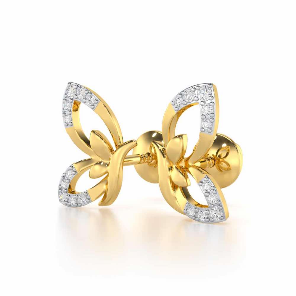Opulent Flight Silver Stud Earrings - Yellow Gold - Image 3