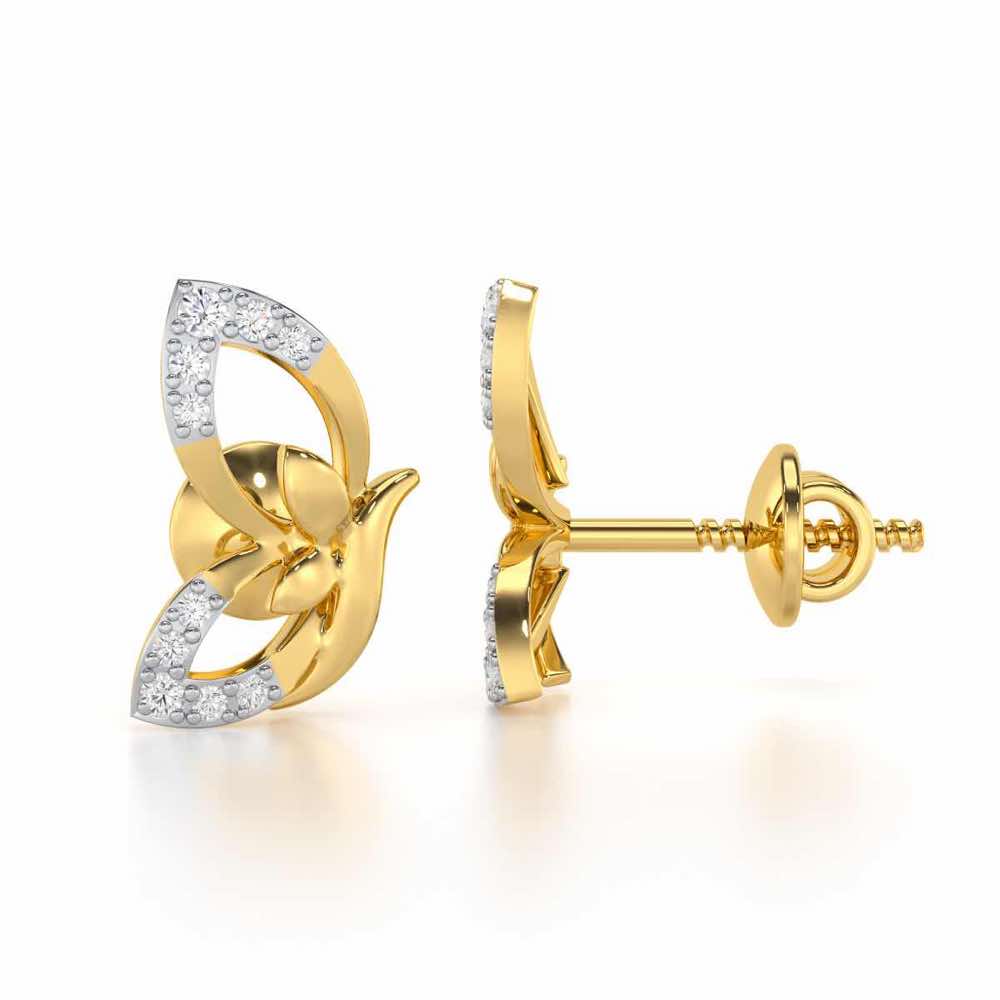 Opulent Flight Silver Stud Earrings - Yellow Gold - Image 4