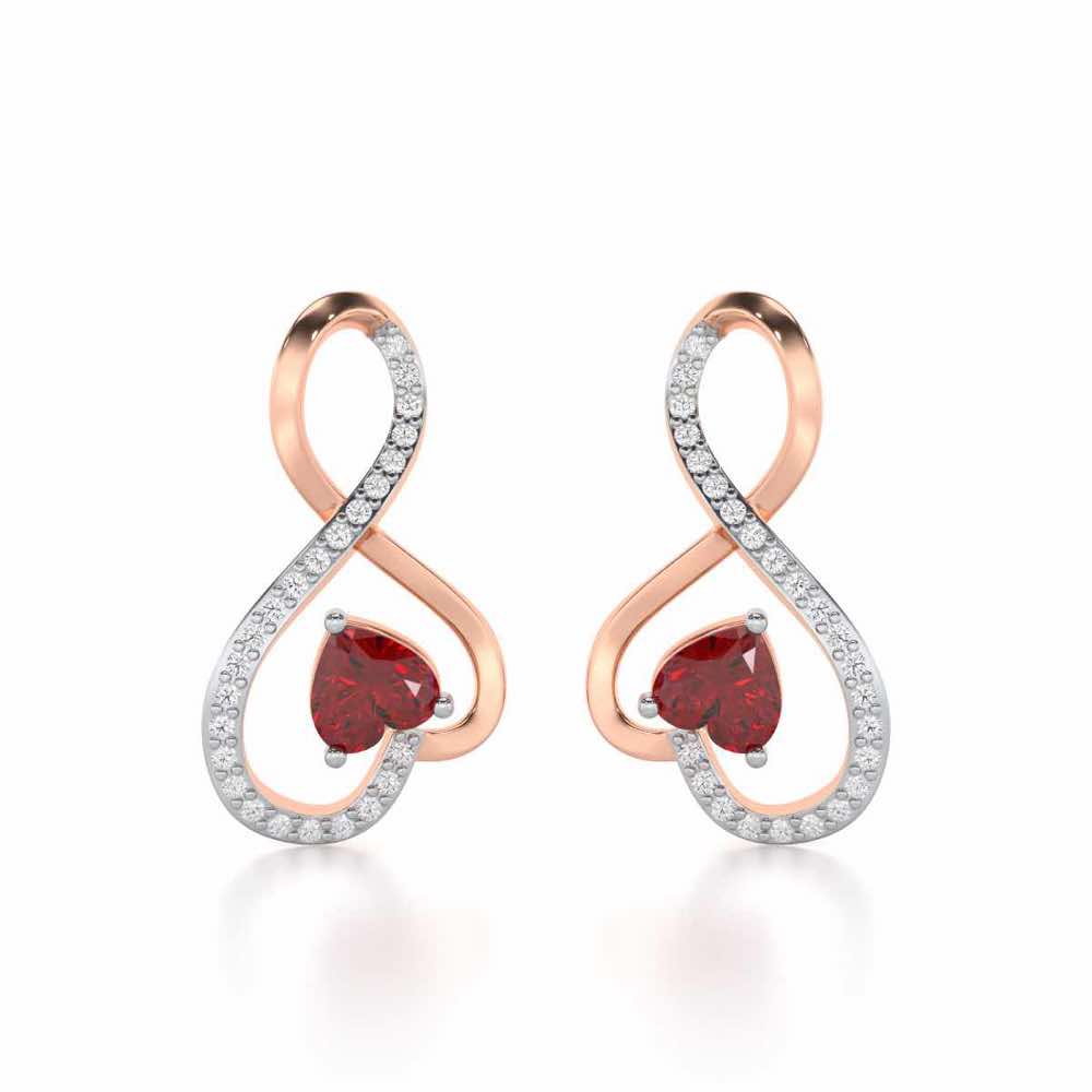 Opulent Heart Garnet Silver Earrings - Rose Gold - Image 1