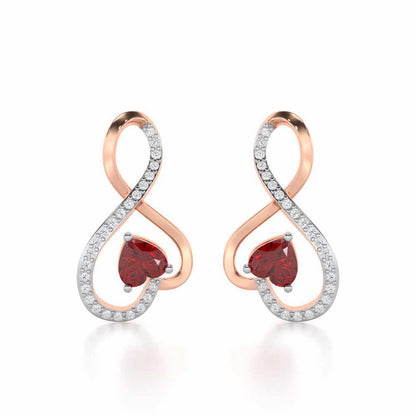 Opulent Heart Garnet Silver Earrings - Rose Gold - Image 1
