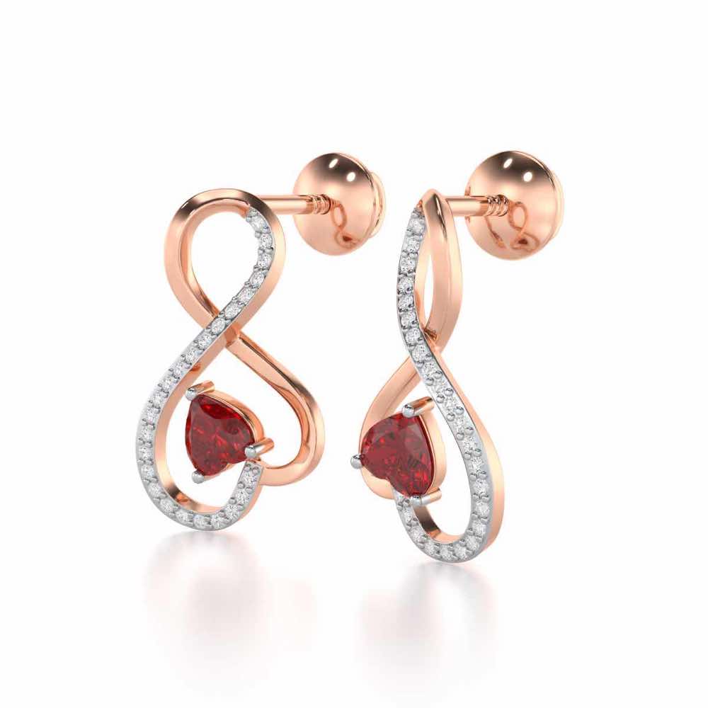 Opulent Heart Garnet Silver Earrings - Rose Gold - Image 3