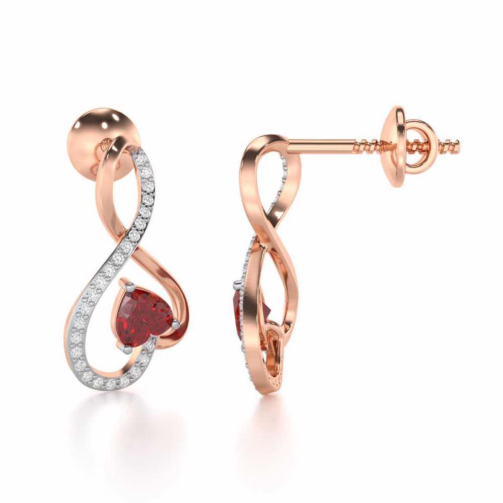 Opulent Heart Garnet Silver Earrings - Rose Gold - Image 4