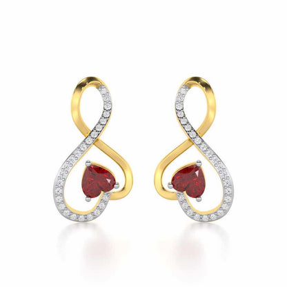 Opulent Heart Garnet Silver Earrings - Yellow Gold - Image 1