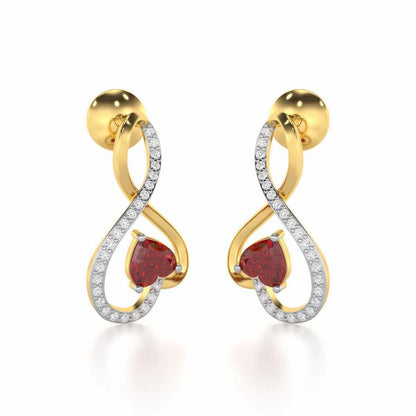 Opulent Heart Garnet Silver Earrings - Yellow Gold - Image 2