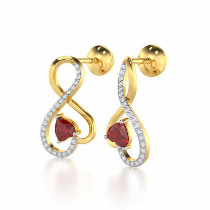 Opulent Heart Garnet Silver Earrings - Yellow Gold - Image 3