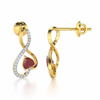 Opulent Heart Garnet Silver Earrings - Yellow Gold - Image 4