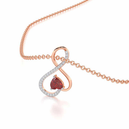 Opulent Heart Garnet Silver Pendant - Rose Gold - Image 1