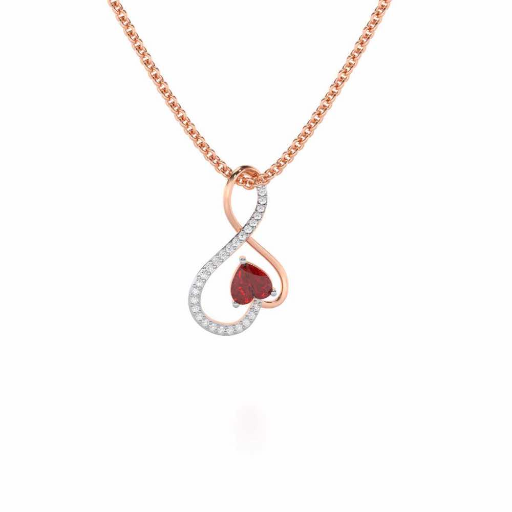 Opulent Heart Garnet Silver Pendant - Rose Gold - Image 2