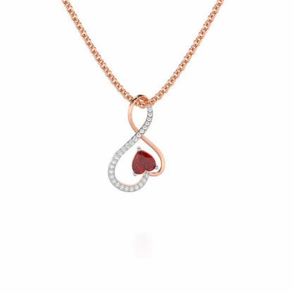 Opulent Heart Garnet Silver Pendant - Rose Gold - Image 2