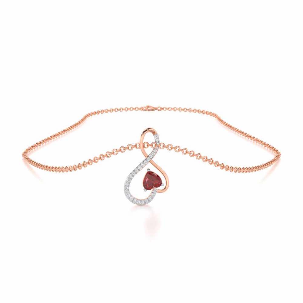 Opulent Heart Garnet Silver Pendant - Rose Gold - Image 3