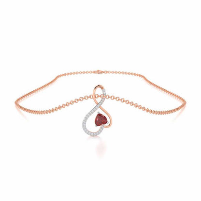 Opulent Heart Garnet Silver Pendant - Rose Gold - Image 3