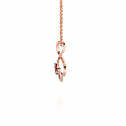 Opulent Heart Garnet Silver Pendant - Rose Gold - Image 4