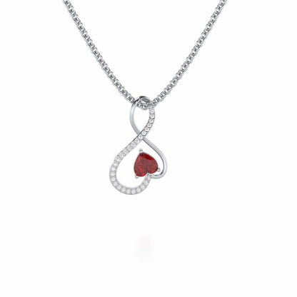 Opulent Heart Garnet Silver Pendant - White Gold - Image 2