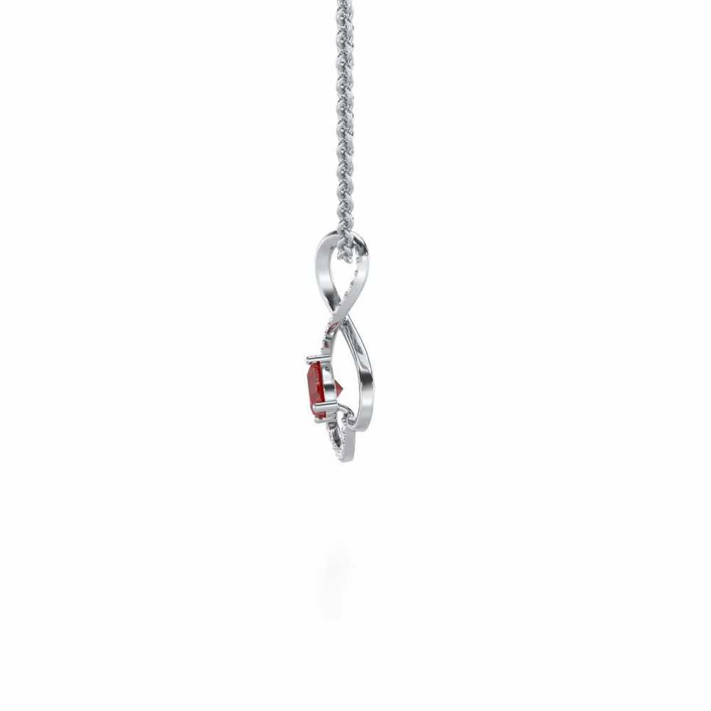 Opulent Heart Garnet Silver Pendant - White Gold - Image 4