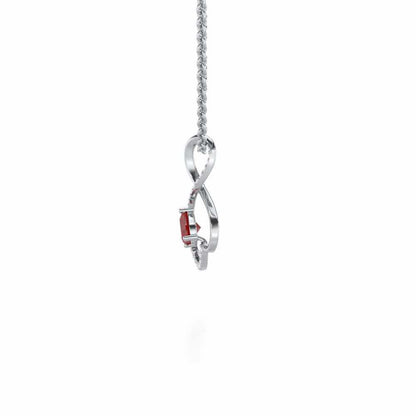 Opulent Heart Garnet Silver Pendant - White Gold - Image 4