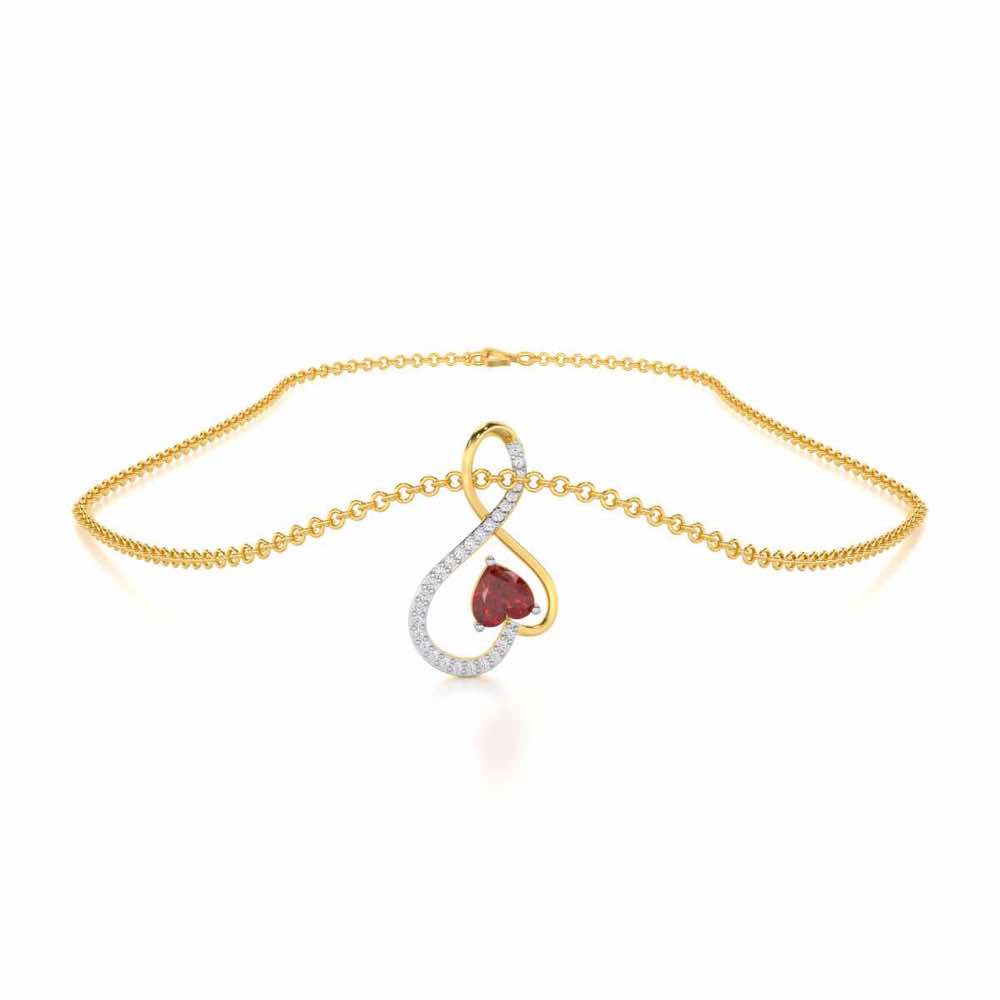 Opulent Heart Garnet Silver Pendant - Yellow Gold - Image 3