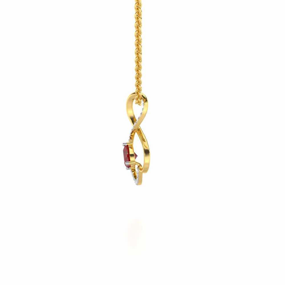 Opulent Heart Garnet Silver Pendant - Yellow Gold - Image 4