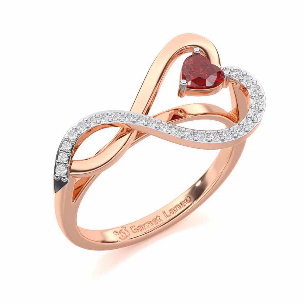 Opulent Heart Garnet Silver Rings - Rose Gold - Image 1