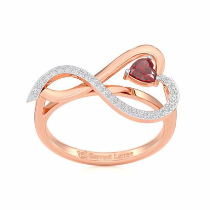 Opulent Heart Garnet Silver Rings - Rose Gold - Image 2