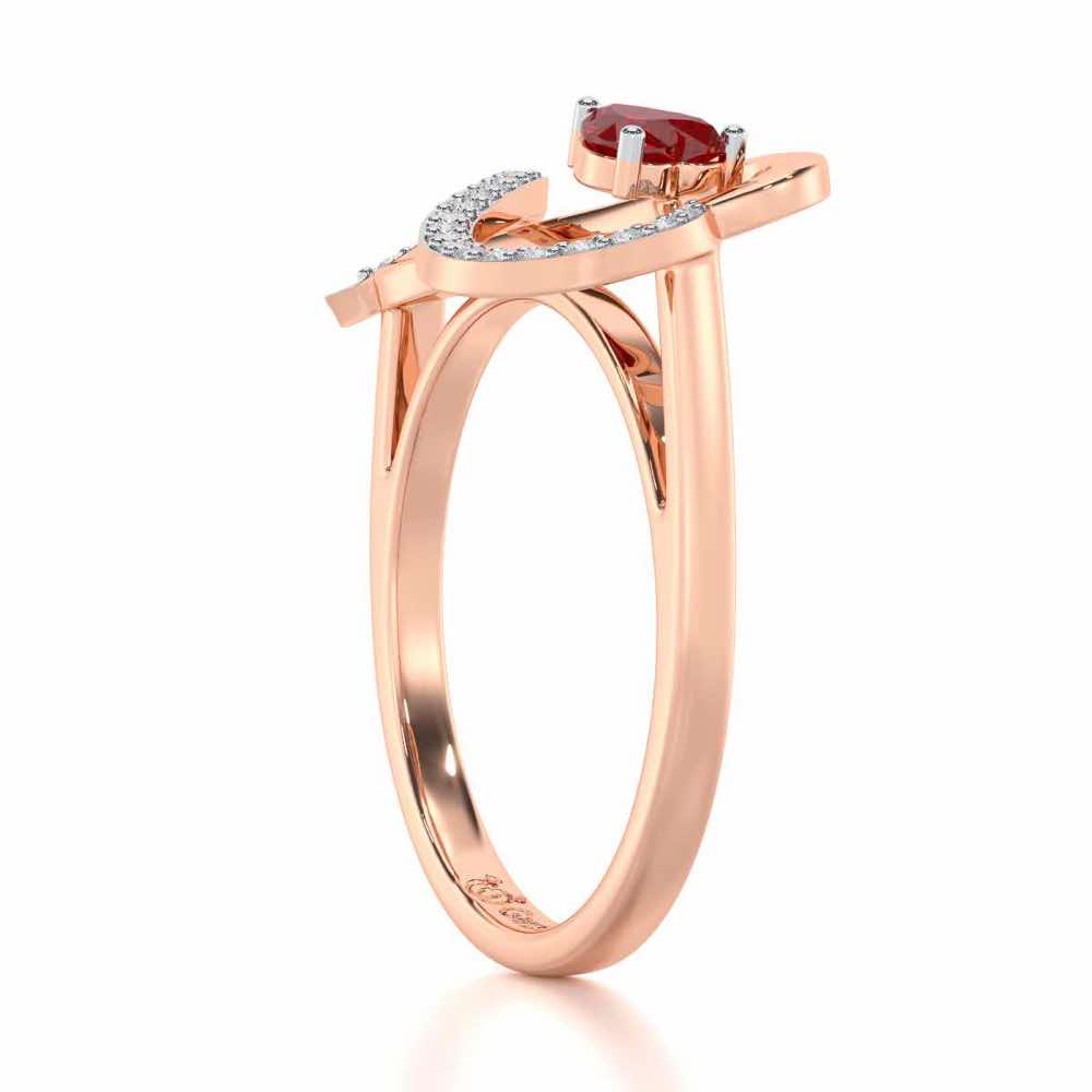 Opulent Heart Garnet Silver Rings - Rose Gold - Image 4