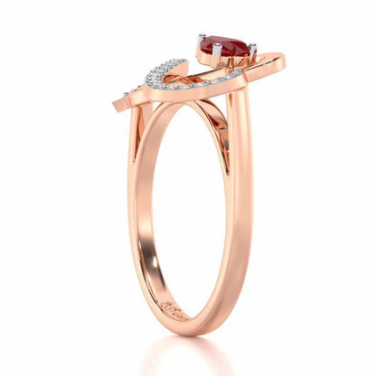 Opulent Heart Garnet Silver Rings - Rose Gold - Image 4
