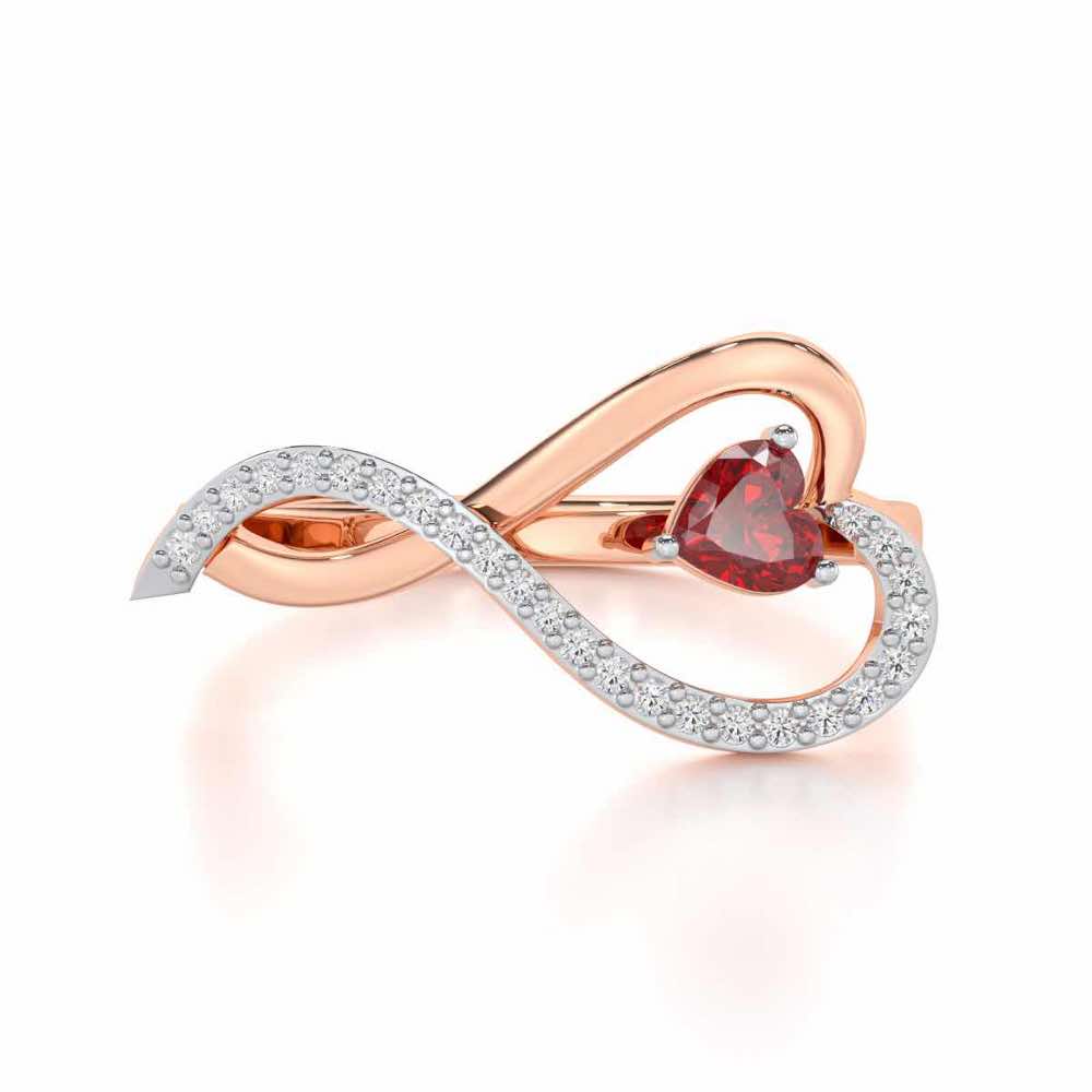 Opulent Heart Garnet Silver Rings - Rose Gold - Image 5