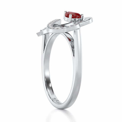 Opulent Heart Garnet Silver Rings - White Gold - Image 4