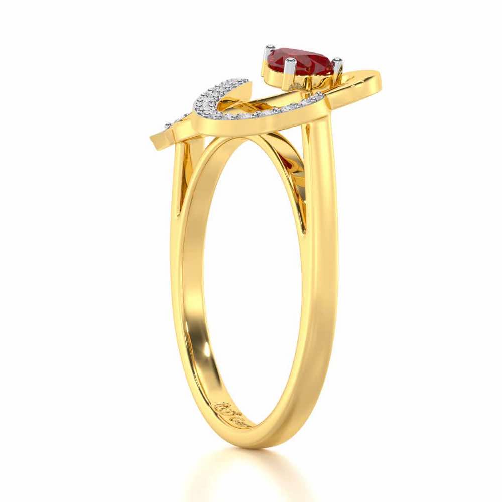 Opulent Heart Garnet Silver Rings - Yellow Gold - Image 4