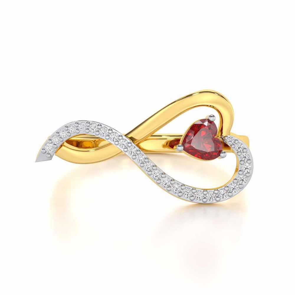 Opulent Heart Garnet Silver Rings - Yellow Gold - Image 5