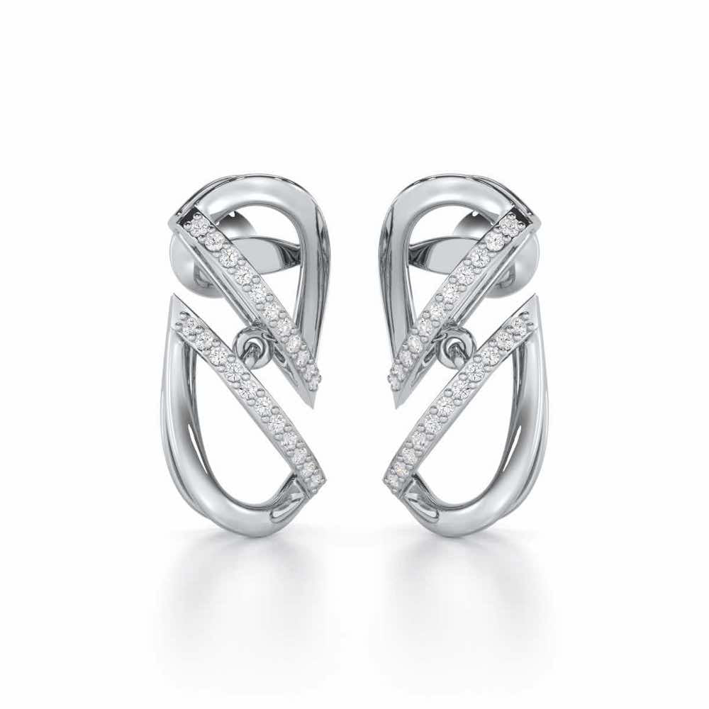 Opulent Melody Silver Earrings - White Gold - Image 2